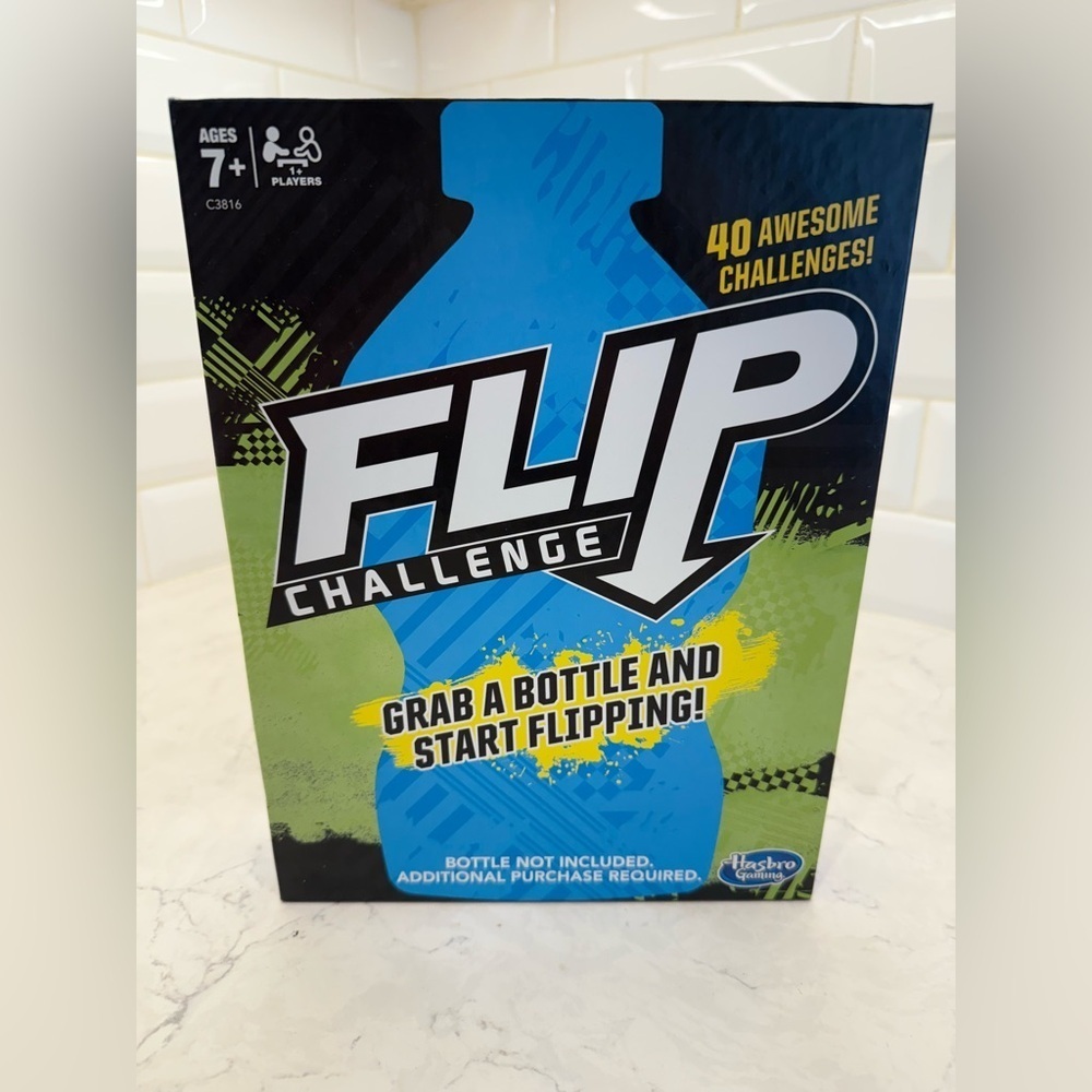 Hasbro Flip Challenge Game Bottle Target Tricks Stunts Skill Action Cards. NEW